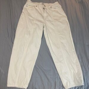 A New Day Women off-White Wide Leg Front Seam Denim Jeans Size 8 29R High‎ Rise